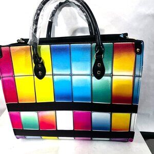 Huge Tote Bag Carry on Travel, PU Leather NWT Designer Pop Art Statement Gift